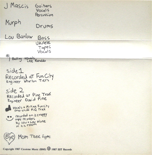 You're Living All Over Me Cassette Liner